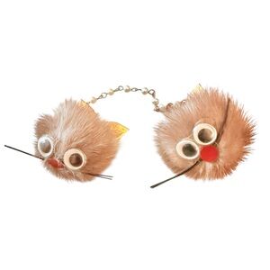 1950’s Quirky Mink Sweater Clip Guard with Cat Faces and a Pearl Cbain!OOAK 7.5”